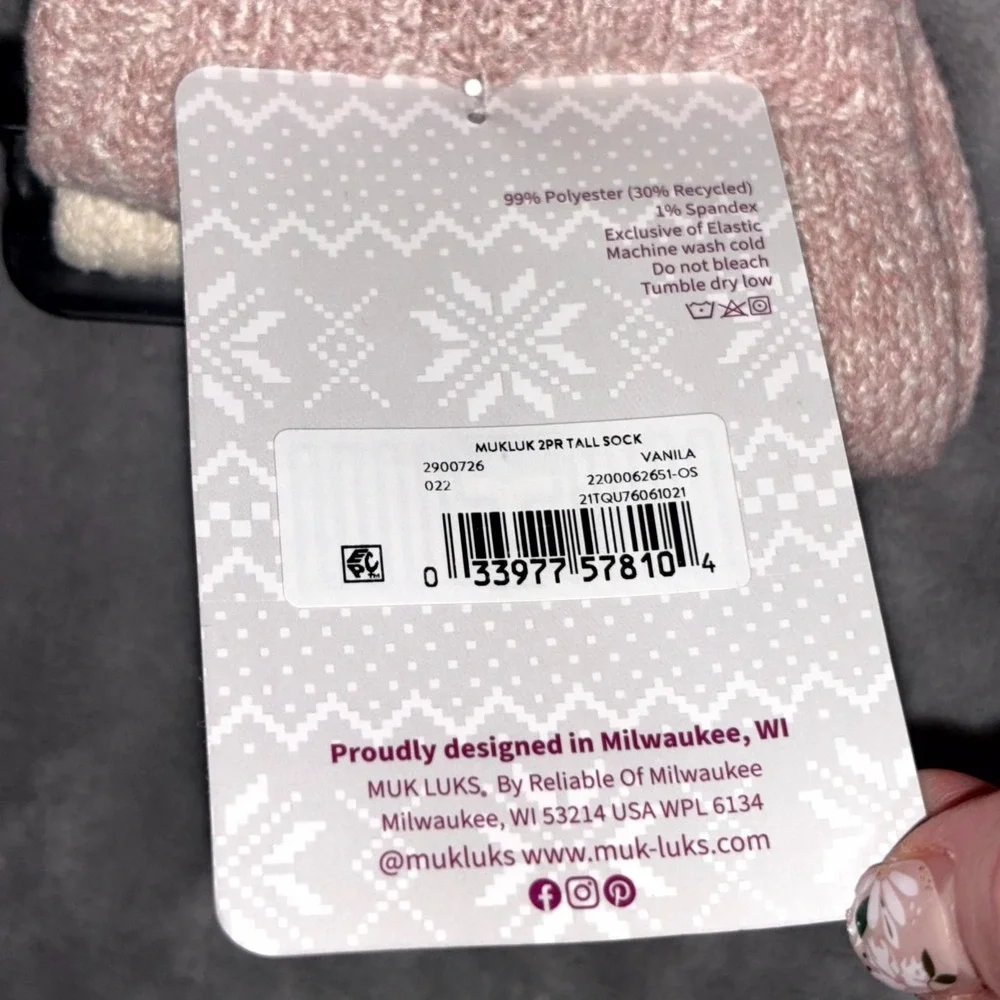 Muk Luks Cozy Up Your Mid Calf Tall Boot Socks Women OS(6-11) Vanila 2 Pair Pack